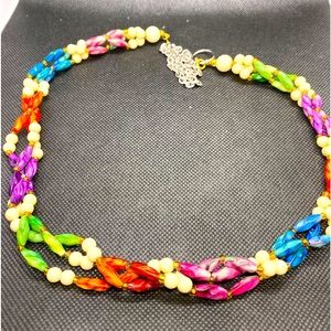 Sarah Coventry Signed Necklace Vintage Rainbow Colourful.